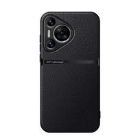Magnetinis telefono dėklas automobiliui Huawei Pura 70 Pro 5G Odos tekstūros silikoninė apsauga Smūgiams atsparus galinis dangtelis Pura 70 Pro Plus Huawei Pura 70 Pro juoda