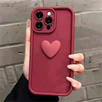 Mielas INS 3D meilės širdelės silikoninis telefono dėklas, skirtas iPhone 11 12 13 14 15 Pro Max XS XR 7 8 Plus   Atsparus smūgiams saldainių dangtelis iPhone 15 Pro Max ruda