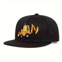 Vaikams Ekskavatoriaus Siuvinėjimo snapback kepuraitė Reguliuojama medvilninė beisbolo kepuraitė plokščiu viršumi Kelioninės kepurės berniukams mergaitėms juoda