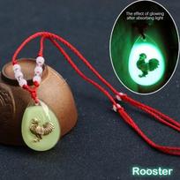 Kinų Zodiako Raudonas Virvės Pakabukas Karoliai Švytintys Karoliukai Moterims Vyrams Zodiako Gyvūnas Krištolinis Čokeris Sėkmės Gimtadienio Papuošalai Rooster