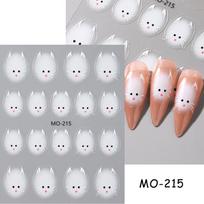 Mieli baltos katės nagų lipdukai lipdukai 5D kačiuko rašalas, žydinčios gėlės, nagų dailės puošmena Kawaii animacinių filmų lipdukai vasaros manikiūras MO-215