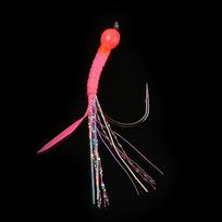 Nauji švytintys jūrų žvejybos kabliukai: Rožinis/Žalias Geltonas Krokas ir Ešerys, 3M Eilutė luminous ribbon tail, 1/0# rožinė