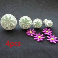 4Pcs Plum Flower Plunger Fondant Mold Cutter Sugarcraft Cake Cookie Decorating ARI