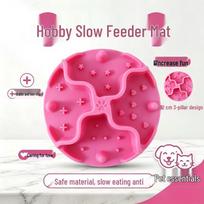 Round Silicone Cat Anti-Choking Slow Feeder Licking Mat with Suction Cup Pink