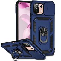 For Xiaomi Mi 11 Lite Case Slide Camera Lens Armor Phone Case For Xiaomi 11 Lite NE Xiomi 11Lite Light Magnet Holder Ring Cover For Mi 11 Lite mėlyna
