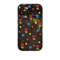 Ins Florals Suitable for Iphone16 IPhone Case 15promax Flip Mirror 14 Transparent Silicone 13/12 Redmi K40/K40Pro yellow