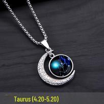 Šviečiantis tamsoje Zodiako pakabukas ant kaklo - Retro, Unisex, Madingas ir Personalizuotas.