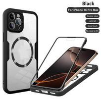 IPhone 16 15 14 11 12 13 Pro Max 360° pilnai apsaugoti dvipusiai magnetiniai dėklai, skirti Magsafe belaidžiam įkrovimui, apsauginis dangtelis For iPhone 15 ProMax juoda