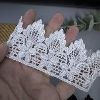 3Yards White/Black Floral Lace Trim - Water-Soluble Flower Embroidery for Wedding Veils, Hair Accessories & DIY Clothing Crafts 3 Yards balta