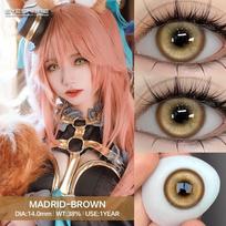 Eyeshare 2pcs Cosplay Lens Madrid Series Red Eyes Blue Pupils Brown Lenses Natural Yearly Cosmetic brown