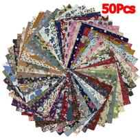 50 VNT. Tamsaus Audinio Rinkinys Vintažinis Medvilninis PASIDARYK pats Gėlėtas Spausdintas Rankdarbiams Kvadratinis Lėlės Audinio Audinio Skiautinė Harajuku 10x10cm 10*10cm10*10cm