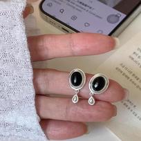Juodo Agato Ašaros Formos Cirkonio Stud Auskarai - Elegantiški, Universalūs, Aukštos Klasės Dizainas