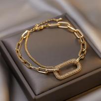 Elegant Retro Geometric Zircon Diamond Bracelet: Versatile Light Luxury Hand Jewelry