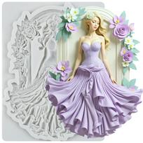 Goddess Silicone Mold Flower Frame Goddess Fondant Molds Cake Decorating Tools Cupcake Topper Candy Resin Clay Chocolate Gumpaste Mold pilka spalva