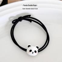 Black & White Cute Panda Hair Ties - High Elasticity, Gentle on Hair, Small Rubber Bands for Ponytails