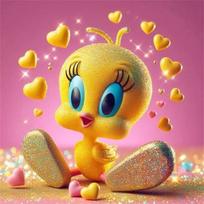 Tweety Paukščiukas Geltonas Kanarėlis Looney Tunes Animacinis Filmas Deimantinė Tapyba PASIDARYK pats Kryžiažymė Rankų Darbo Menas Dovana Amatai Namų Dekoras Dovana Round 20x20cm