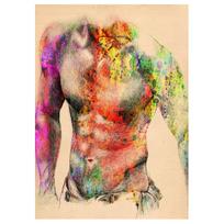 Abstract Watercolor Painting Canvas Poster Sexy Nude Man Body Prints Wall Art Pictures for Room Decor Home Wall Decoration 20x30cm brown