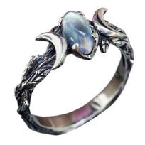 Yousheng Women Ring Vintage Bohemia Style Rhinestone Special Vintage  Retro for Birthday US 8 sidabras