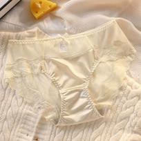High-End Lace Thong: Luxury, Sexy, Seamless, Breathable Ice Silk, Thin Mid-Waist Design. M (88-121 lbs)