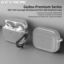 KEYSION Earphone Case for AirPods Pro 3 2 Leather Texture Soft TPU Silicone With Hook Shockproof Headphone Cover for AirPods 4 for AirPods Pro 2 violetinė
