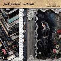 12 Sheets Retro Victorian Lace Journal Collage Paper Stickers for DIY Projects gray