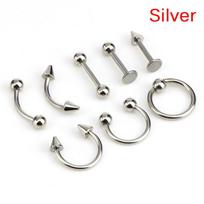 Mixed 8 Pcs 16G Stainless Steel Helix Piercing Jewelry Ear Eyebrow Nose Lip Rings Silver