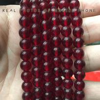 Tamsiai raudonos granato stiklo karoliukai: Natūralaus kristalo akmenų papuošalų aksesuarai „pasidaryk pats“ karoliukams 6mm, ~62 beads, ~20g per strand gray