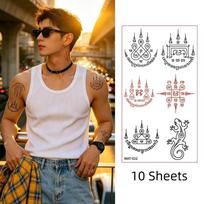 10 Sheets Instant Thai Culture Tattoo Stickers Fake Body Art Sticker  Finger Hand Legs Arm Style 2
