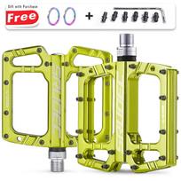 KRSEC CNC 3 Bearing Bicycle Pedals BMX MTB Anti-Slip Bike Pedals Aluminum Alloy Downhill Cycling Parts GREEN P And TC4 PW