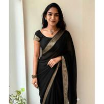 New Launch Elegant Vichitra Silk Saree white