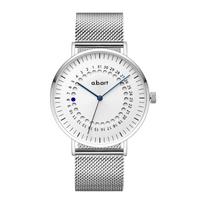 Šveicariškos dalys Safyras Baltas Sidabrinis Nerūdijančio Plieno Tinklelis Plonas 41mm a.b.art Vyriškas Laikrodis, Mechanizmas, Stiklas, Ciferblatas, Dirželis, Dizainas, Atsparus Vandeniui, Analoginis, white