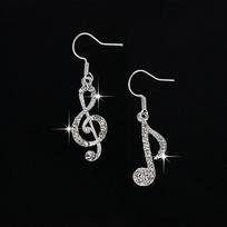 Mados asmenybės Muzikos natos Ausų kabliukas Krištolinis Sidabrinis Lady Dangle Vakarėlis Auskaras arba Gimtadienio dovana gray