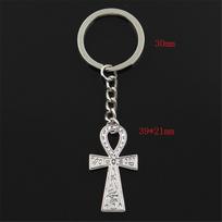 Mados Egipto Ankh Gyvenimo simbolis Kryžius 39x21mm pakabukas 30mm Raktų pakabukas Vyriškas automobilio Dovanų Raktų Pakabukas sidabras