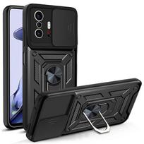 KEYSION Atsparus smūgiams dėklas, skirtas Xiaomi Mi 11T 11T Pro 5G žiedinis stovas Push Pull Kameros apsauga Telefono galinis dangtelis skirtas Xiaomi Mi 11T Pro for Xiaomi Mi 11T juoda
