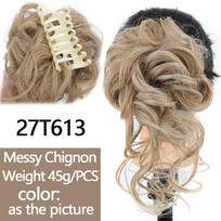 Sintetinės moteriškos plaukų kuodelės Garbanotos Chignon Ombre Claw Plaukai Netvarkingos kuokštelės Suskleistas kirpimas moterims 25CM