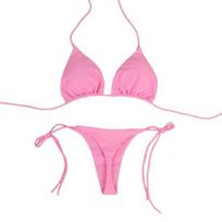 Vienspalvis 2 vnt./komplektas bikinio rinkinys su kaklo juostele, moteriškas maudymosi kostiumėlių rinkinys S rožinė