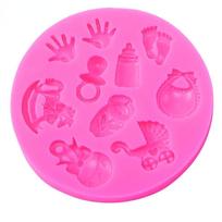 Silikoninė forma Baby Shower Party vežimėlis rankinis butelis Trojan 3D fondant tortas saldainių dekoravimo įrankiai rožinė