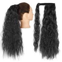 MISS WIG ilgas garbanotas arklio uodegos priauginamas sintetinis plaukas su susukamu segtuku Rudas blondinas plaukas moterims 55 cm