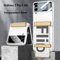 Dėklas, skirtas Z Flip3 su dirželiu objektyvu, fotoaparato stiklo apsauginis dėklas, skirtas Samsung Galaxy Z Flip3 5g dėklas, apyrankės plastikinis kompiuterio galinis dangtelis for Galaxy Z Flip 4 sidabras
