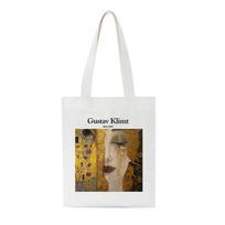 Gustav Klimt krepšys naujas pirkėjo krepšys laisvalaikio Harajuku didelės talpos drobinis krepšys meninis laiškas linksmas mados vintažiniai moteriški pečių krepšiai 24*26cm