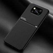 Prabangus magnetinis odinis dėklas, skirtas POCO X3 Pro NFC X3Pro X3NFC POCOX3 X 3 telefonui, įmontuotame metalinėje plokštėje, viso dangčio palaikymui automobilio laikikliui For POCO X3 Pro juoda