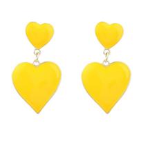 Pinkdudu Fashion Pink Love Drop Auskarai Romantiški Saldūs 3 Spalvų Emalio Širdies Geometriniai Auskarai Moterims Papuošalai PD1490 Yellow geltona