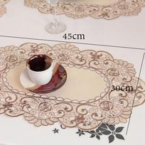 Stalo takelis Siuvinėtas Nėriniuotas Gėlių Stalo Takelis Vestuvės Šventė 2# (round 30*45cm) beige