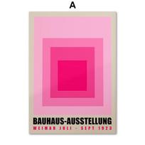 Minimalistinė geometrinė rožinė geltona Bauhaus paroda Sienos meno spaudiniai Drobė Tapyba Retro plakatai Sienos paveikslėlis Svetainės dekoras A4 21X30cm No Framed