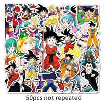 Dragon Ball spalvoti lipdukai, 50 vnt (nepasikartojo), vandeniui atsparus ir apsauginis kremas nuo saulės.