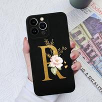 Apple iPhone 13 14 15 Pro Max X XS XR SE telefono dėklo dangtelis skystas minkštas matinis silikonas, atsparus smūgiams, gėlių raidės iPhone korpuso buferiui iPhone 13 Pro Max