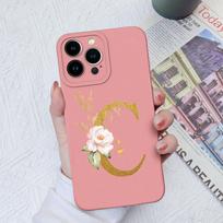 Apple iPhone 13 14 15 Pro Max X XS XR SE telefono dėklo dangtelis skystas minkštas matinis silikonas, atsparus smūgiams, gėlių raidės iPhone korpuso buferiui iPhone 13 Pro Max