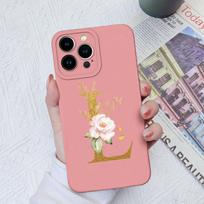 Apple iPhone 13 14 15 Pro Max X XS XR SE telefono dėklo dangtelis skystas minkštas matinis silikonas, atsparus smūgiams, gėlių raidės iPhone korpuso buferiui iPhone 14