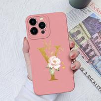 Apple iPhone 13 14 15 Pro Max X XS XR SE telefono dėklo dangtelis skystas minkštas matinis silikonas, atsparus smūgiams, gėlių raidės iPhone korpuso buferiui iPhone X