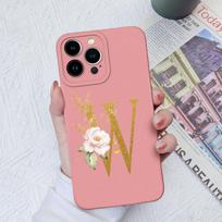 Apple iPhone 13 14 15 Pro Max X XS XR SE telefono dėklo dangtelis skystas minkštas matinis silikonas, atsparus smūgiams, gėlių raidės iPhone korpuso buferiui iPhone XS